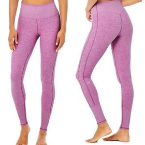 Alo Yoga High-Waist Lounge Leggings + Sports Bra Electric Violet Heather Pink